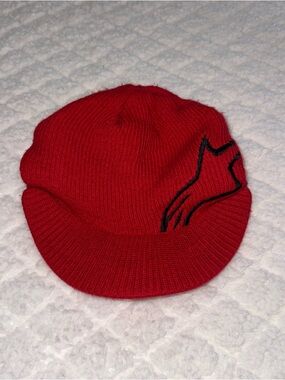 Y2K Red Alpinestars Corp Shift Knit Beanie Hat